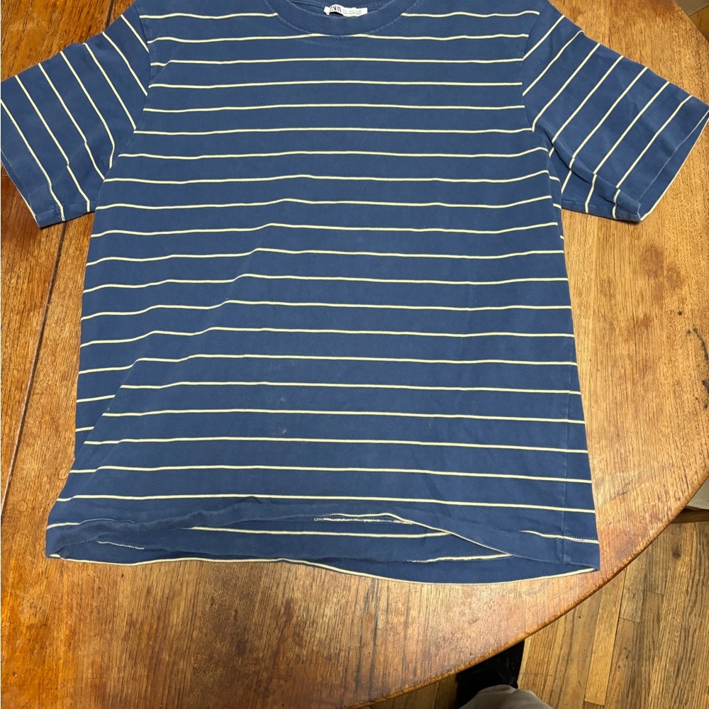 Zara Navy and White Striped Tee